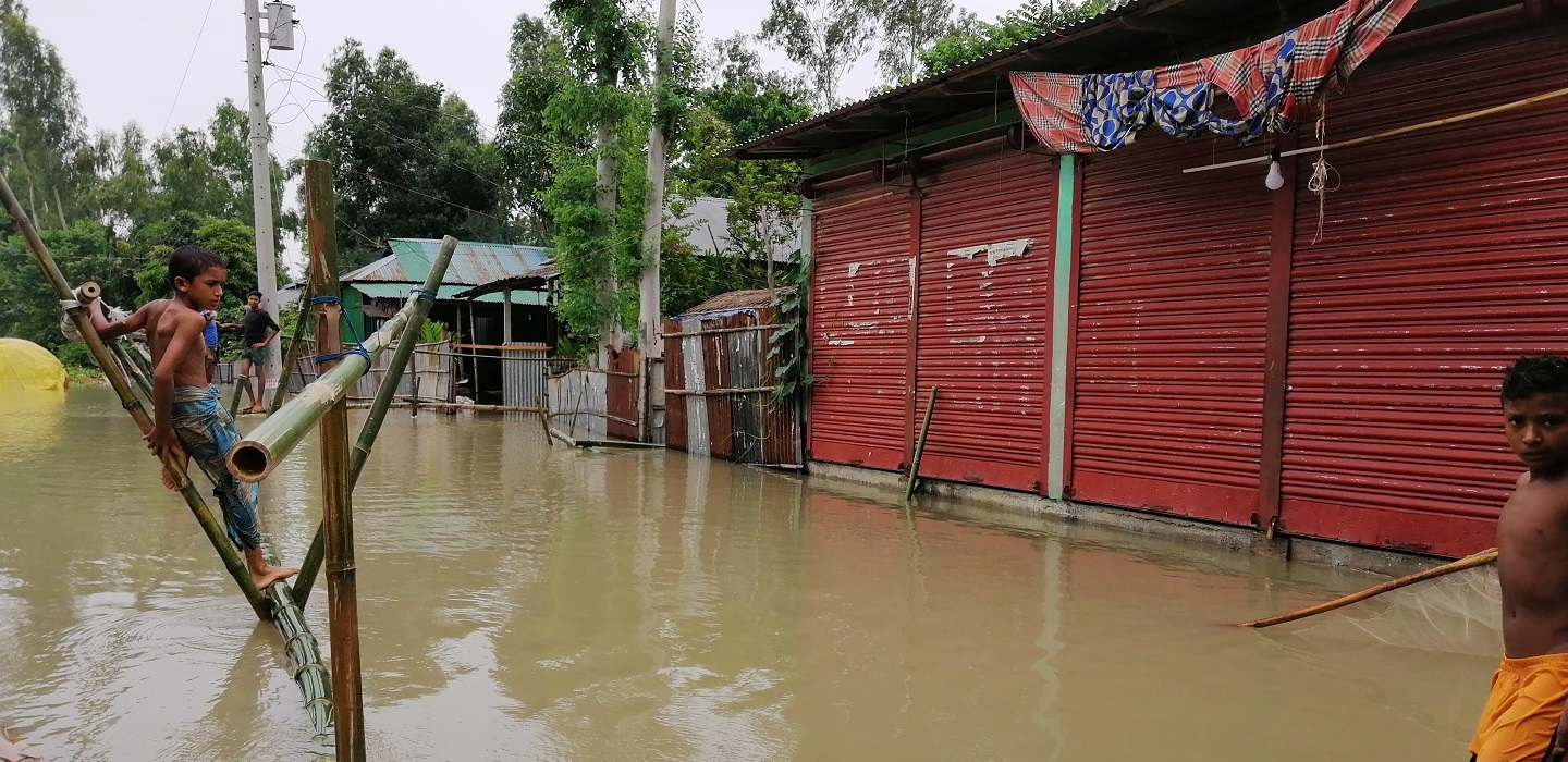 A flood in Bangladesh after severe rains.